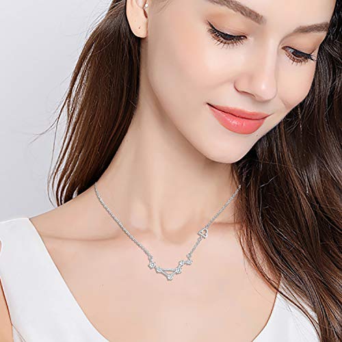 Colgante de constelación de zodiaco, collar de libra de plata esterlina, 12 signos de horóscopo, joyas, regalos de cumpleaños de septiembre a octubre para mujeres niñas, collar de astrología de 18 "