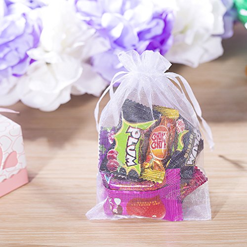 Comius Bolsitas de Tela para Regalos, 100 Piezas Blanco Bolsas de Organza de Regalo para Boda Favores y Joyas (10 * 15cm)