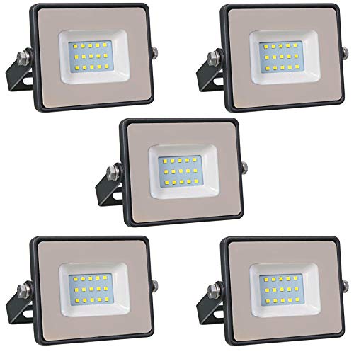 Conjunto de 5 - ZONE LED SET - 10W - Led Foco, Proyector Led - Luz Blanca (6400K) - 850 Lm - Equivalente incandescente 50W - Ángulo de haz 110° - Cuerpo negro