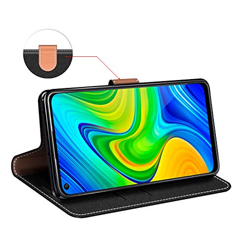 COODIO Funda Xiaomi Redmi Note 9 con Tapa, Funda Movil Xiaomi Redmi Note 9, Funda Libro Xiaomi Redmi Note 9 Carcasa Magnético Funda para Xiaomi Redmi Note 9, Negro