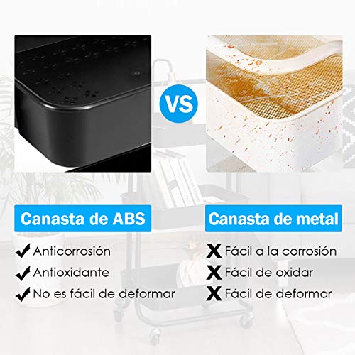 COSTWAY Carro Multiuso de Servicio con Ruedas Carrito Auxiliar para Cocina Baño Peluquería Carga hasta 60kg (Negro)