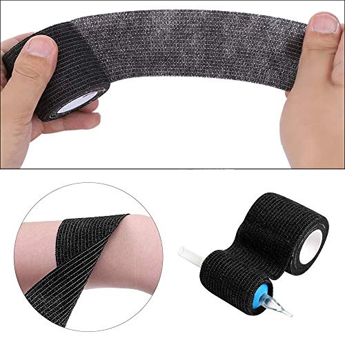 Cubierta de agarre de tatuaje - Sotica 6 Piezas Cinta de cubierta de agarre de tatuaje desechable Vendaje elástico autoadhesivo, Tubo de agarre de mango para accesorios de agarre de máquina de tatuaje