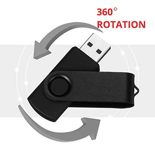 DataOcean 2 Piezas USB 2.0 64GB Memorias USB PenDrives Giratoria Pen Drive 64 GB Unidad Flash (2 X 64GB Negro Plata)