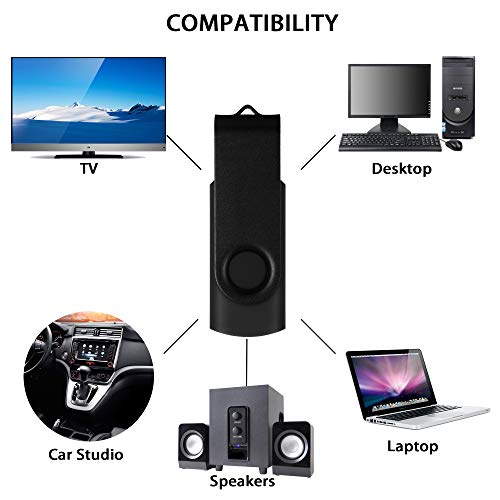 DataOcean 2 Piezas USB 2.0 64GB Memorias USB PenDrives Giratoria Pen Drive 64 GB Unidad Flash (2 X 64GB Negro Plata)