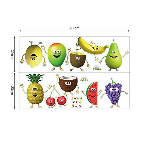 decalmile Pegatinas de Pared Cocina Fruta Emoji Vinilos Decorativos Plátano Limón Mango Emoji Adhesivos Pared Cocina Comedor Refrigerador Infantiles Niños Dormitorio Salón