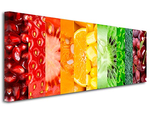 Declina, cuadro decorativo, decoración de pared de cocina, cuadro impreso, cuadro decorativo de frutas y verduras, 80 x 30 cm, multicolor, Lona, Multicolor, 80x30 cm
