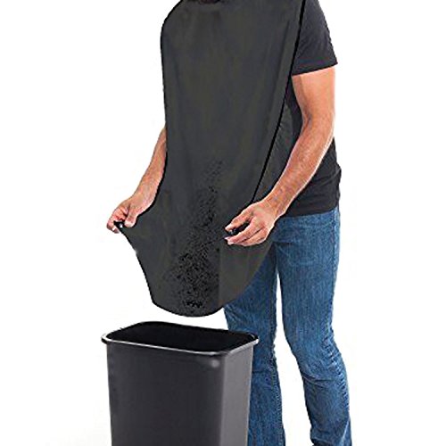 Delantal de barba impermeable de RUII, para adulto, barbero, tela, negro, 130x82cm