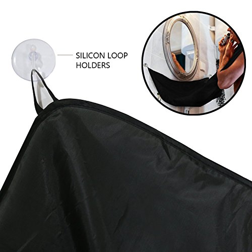 Delantal de barba impermeable de RUII, para adulto, barbero, tela, negro, 130x82cm