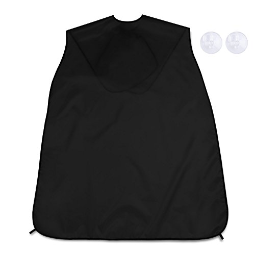 Delantal de barba impermeable de RUII, para adulto, barbero, tela, negro, 130x82cm