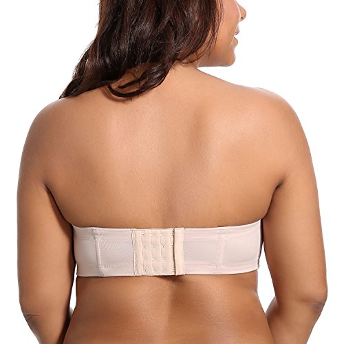 DELIMIRA - Sujetador sin Tirantes Tallas Grandes Push Up de Silicona para Mujer Beige 105B
