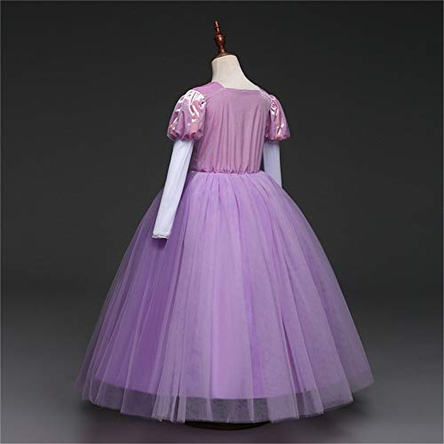 DJSJ- Rapunzel púrpura Poliéster Tul Vestido Niña niños Falda Tutú Cumpleaños Parte Ceremonia Actuación Cuento de Hadas Tiara Varita mágica Diadema Traje