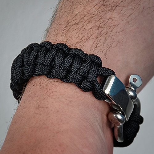 DonDon Paracord Pulsera de Supervivencia para Hombres Acero Inoxidable Fabricada Brazalete Trenzado para Actividades Outdoor olivarero-Gris-marrón
