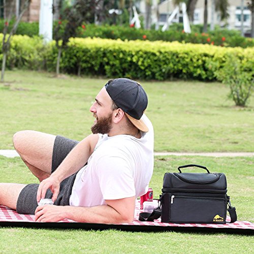 E-MANIS Térmica Bolsa Portatil Almuerzo 12L Hombre y Mujer Trabajo Hermética Comida Nevera Porta Alimentos Oficina Escuela Acampar Picnic Playa Viaje para Adultos y Niños, Negro
