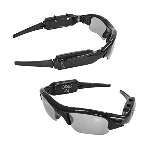 Eaxus®️ Gafas de Video de acción/Gafas de espía/Gafas de cámara. cámara de acción con Gafas de Sol - Mini cámara y micrófono. Cámara de Video Oculta, cámara de vigilancia VGA