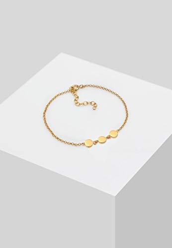 Elli Pulseras Colgante para mujer con chapas de estilo bohemio moderno en plata esterlina 925 bañada en oro