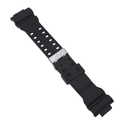 ENET Correa de repuesto para reloj de pulsera de piel sintética negra esmerilada con cierre impermeable