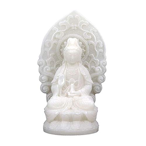 Estatuilla Quan Yin de 12 cm hecha de alabastro, diosa de la misericordia, encarnación de compasión y amistad, Guan Yin Kwan Yin