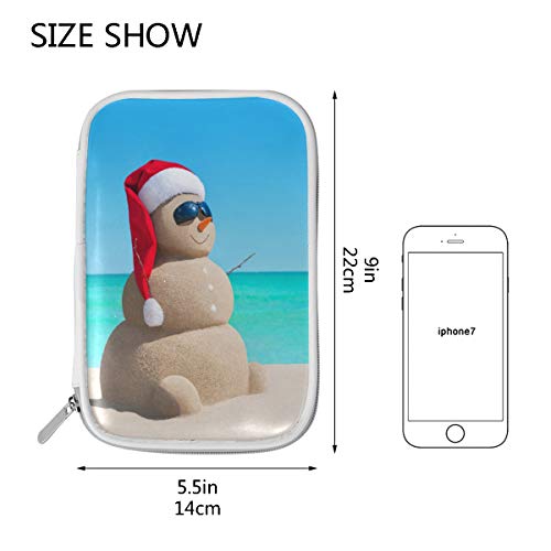 Estuche de lápices de gran capacidad Muñeco de nieve en el mar Playa Estudiante Titular de la pluma Organizador Papelería Maquillaje Bolsa de cosméticos Bolsa para oficina escolar