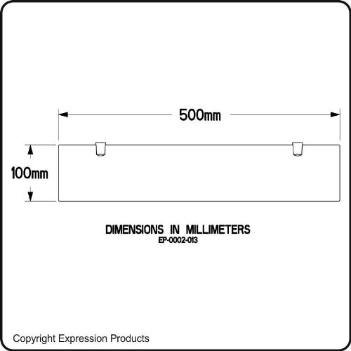Expression Products - Estante de seguridad acrílico recto (500 mm x 100 mm, baño, dormitorio, oficina, material de ficha de carretilla gratis, muestra incluida por envío, color negro