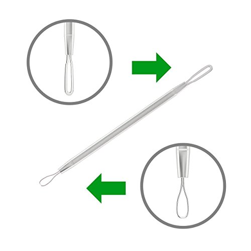 Extractor de Comedones, Set de 5 piezas Blackhead extractor y kit de removedor de acné específicamente trata caras manchas, espinillas, zits y whiteheads - incluyen caja de regalo y maletín de viaje