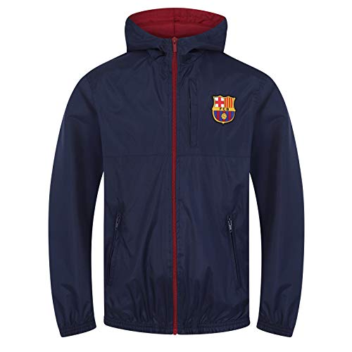 FC Barcelona - Chaqueta cortavientos oficial - Para niño - Impermeable - Estilo retro - 10-11 años