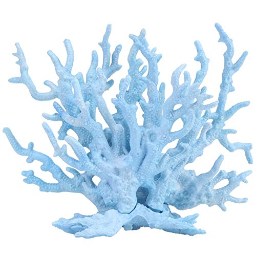 Fdit Acuario Plástico Artificial Planta Decoraciones Coralinas de Tanque de Pescados en Diversos Tamaños y Color(Azul (S))