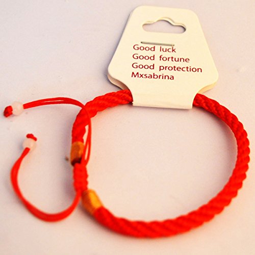 Feng Shui pintura de la mano de Buda riendo + diosa Kuan Yin W libre Mxsabrina color rojo de la pulsera de cuerda Q1030