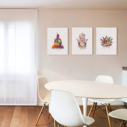 FOKOP Pintura de Techo Vintage Color Buda Lotus bergamota Porche salón decoración Marco Pintura de Pintura al óleo, Mezclilla, a, 24×32in