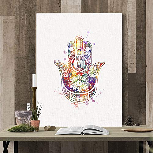 FOKOP Pintura de Techo Vintage Color Buda Lotus bergamota Porche salón decoración Marco Pintura de Pintura al óleo, Mezclilla, a, 24×32in