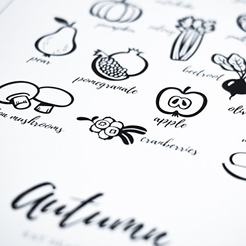 Follygraph Kitchen Poster - Póster de cocina con texto "Eat Seasonally", papel, 50 x 70 cm