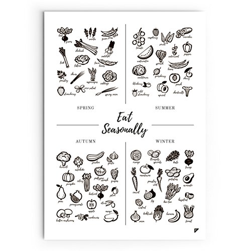Follygraph Kitchen Poster - Póster de cocina con texto "Eat Seasonally", papel, 50 x 70 cm