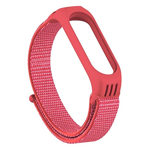 For Xiaomi Mi Banda Caso Universal 5/4/3 Textura Protectora + Cierre de Velcro Correa NCCZ (Color : Hibiscus Powder)