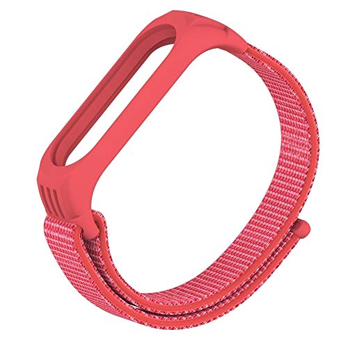 For Xiaomi Mi Banda Caso Universal 5/4/3 Textura Protectora + Cierre de Velcro Correa NCCZ (Color : Hibiscus Powder)