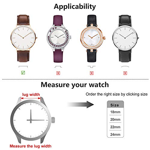 Fullmosa Bambu Piel Correa,7 Colores para Correa/Banda/Pulsera/Strap de Reloj Huawei/Samsung/Recambio/Reemplazo 18mm 20mm 22mm 24mm,Marron Oscuro 22mm