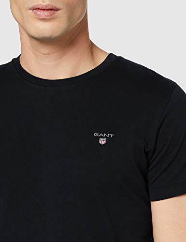 GANT The Original Solid T-Shirt Camiseta, Negro (Black 5), Large para Hombre