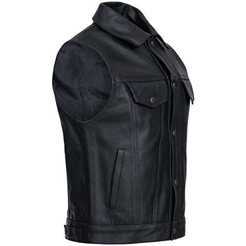 Gaudi-Leathers Chaleco de Cuero para Hombre Moto o Motocicleta Biker Moto L