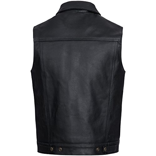 Gaudi-Leathers Chaleco de Cuero para Hombre Moto o Motocicleta Biker Moto L