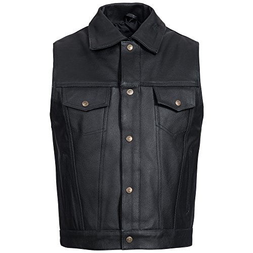 Gaudi-Leathers Chaleco de Cuero para Hombre Moto o Motocicleta Biker Moto L