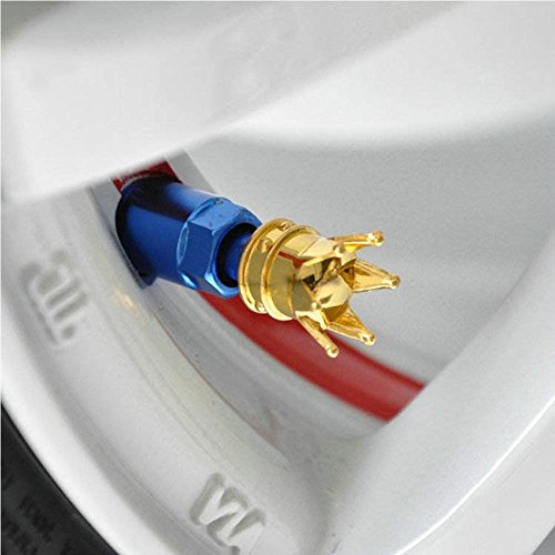 Gazechimp 4x Corona Forma Tapones Válvulas De Vástago Neumático De Rueda Accesorios Coche Cubierta Tornillo Hermético Oro