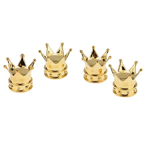 Gazechimp 4x Corona Forma Tapones Válvulas De Vástago Neumático De Rueda Accesorios Coche Cubierta Tornillo Hermético Oro