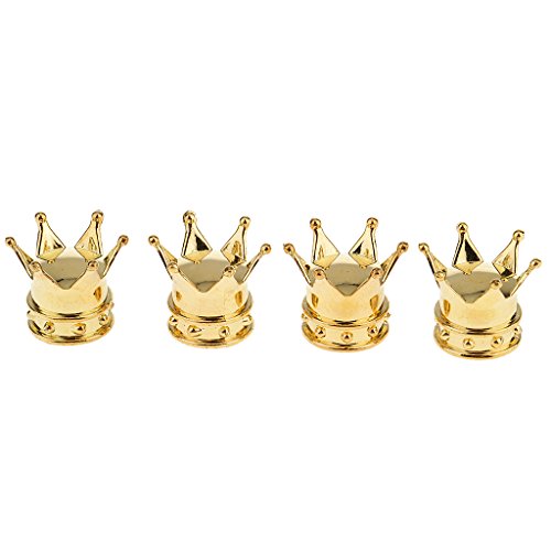 Gazechimp 4x Corona Forma Tapones Válvulas De Vástago Neumático De Rueda Accesorios Coche Cubierta Tornillo Hermético Oro