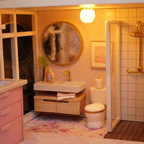 GuDoQi Miniatura de la Casa de Muñecas con Música, Casa de Ensueño de Niña Hecha a Mano con Muebles, Kit Modelo Artesanal DIY para Adultos y Coleccionistas para Construir