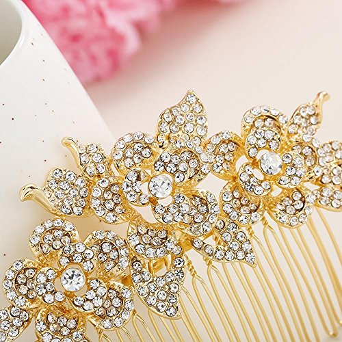 Haixin Madrina de lujo peine, flor de oro temperamento estilo ornamento del pelo del peine