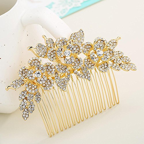 Haixin Madrina de lujo peine, flor de oro temperamento estilo ornamento del pelo del peine