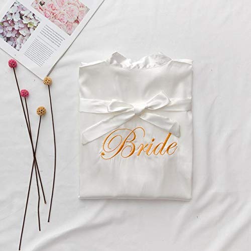 Handaxian Nuevo Satén Novia Dama de Honor Kimono Albornoz Vestido Dama Pijamas Bordados Retro