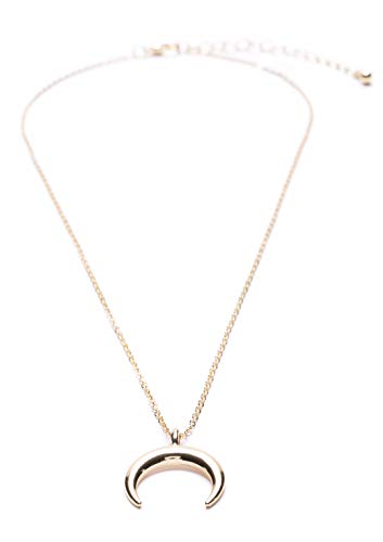 Happiness Boutique Damas Collar Media Luna en Color Oro | Collar Colgante Cuerno Delicado Joyería de Acero Inoxidable