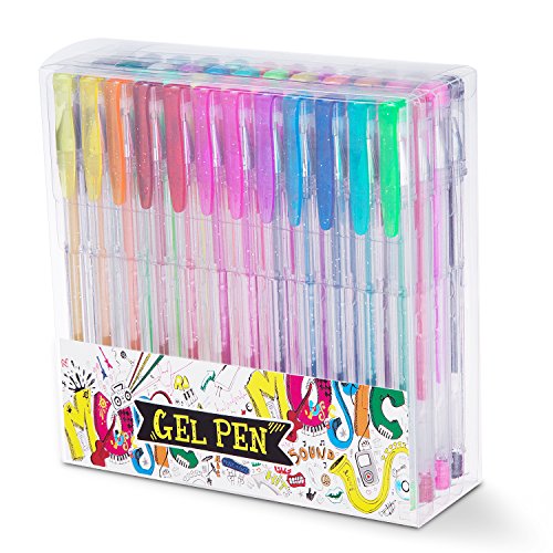 HBselect Bolígrafos De Tinta Gel 48 Piezas Boligrafos De Colores Bolígrafos De Gel Purpurina Metalizada Neón y Pastel La Punta 1 Mm Boligrafos Para Regalar Pintar y Dibujar
