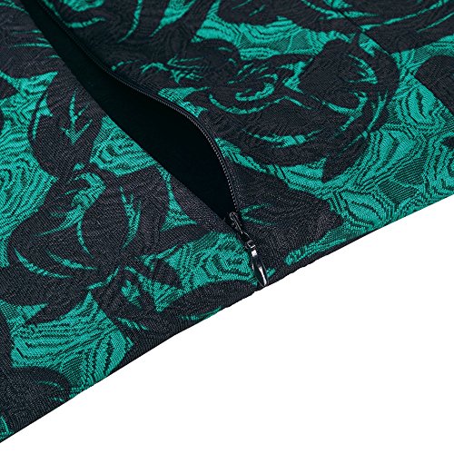 HOMEYEE Vestido de cóctel Floral sin Mangas con Cuello en V sin Mangas Vintage Rose B425 (EU 36 = Size S, Verde)