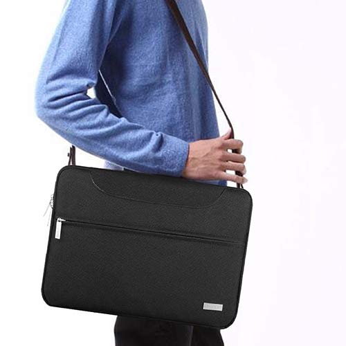 Hseok Bolso Bandolera/Maletín para Portátil 13"-14", Funda Protectora Laptop Sleeve Impermeable para 13,3 MacBook Pro Air, XPS 13, 13"-14" HP ASUS Acer Lenovo DELL Notebook, Negro