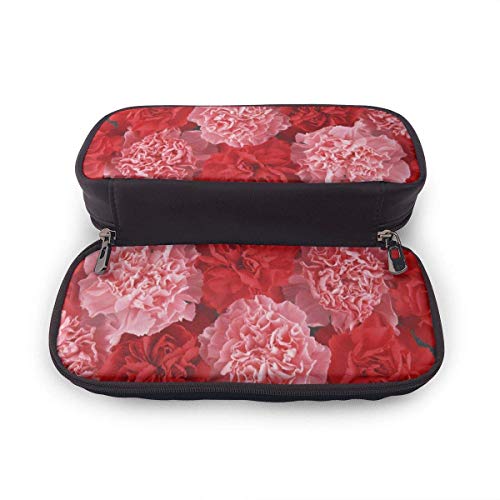 huatongxin Estuche para lápices Pink Peony Estuche para lápices de cuero de gran capacidad Estuche para lápices de papelería multifunción Estuche para maquillaje